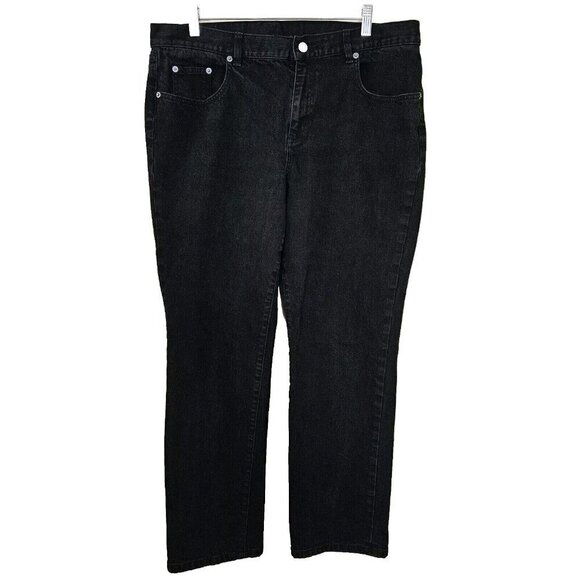 Lauren Ralph Lauren Jeans Womens 16 Black Straight Bootcut Classic Denim Goth - Picture 1 of 15